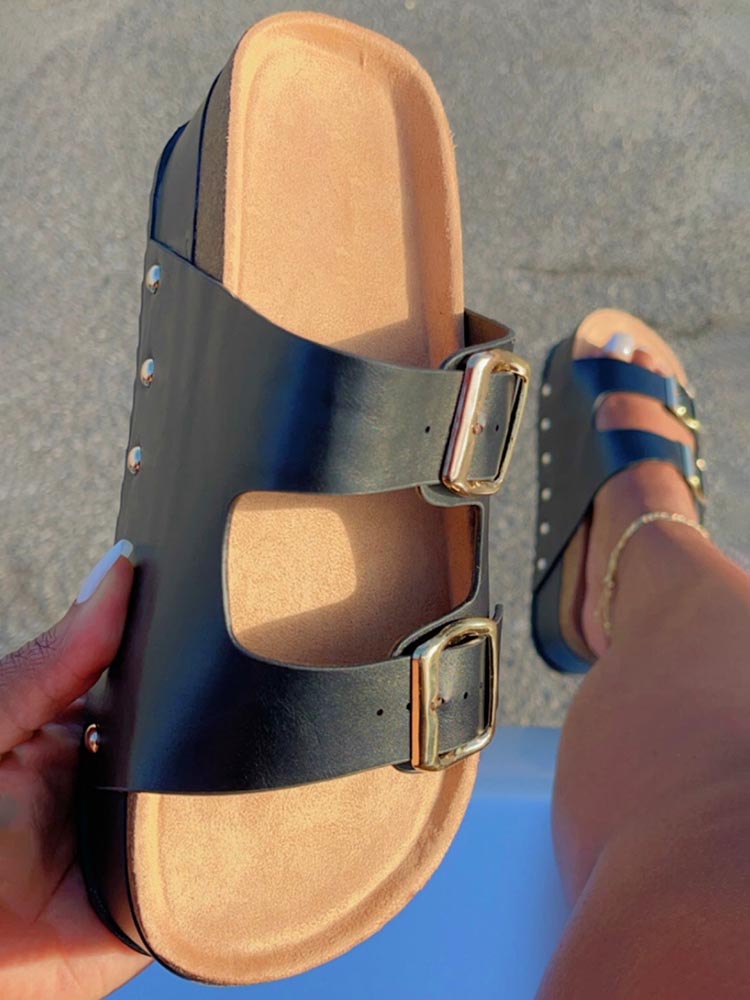 Double Buckle Strap Platform Sandals - Bold Muse Co