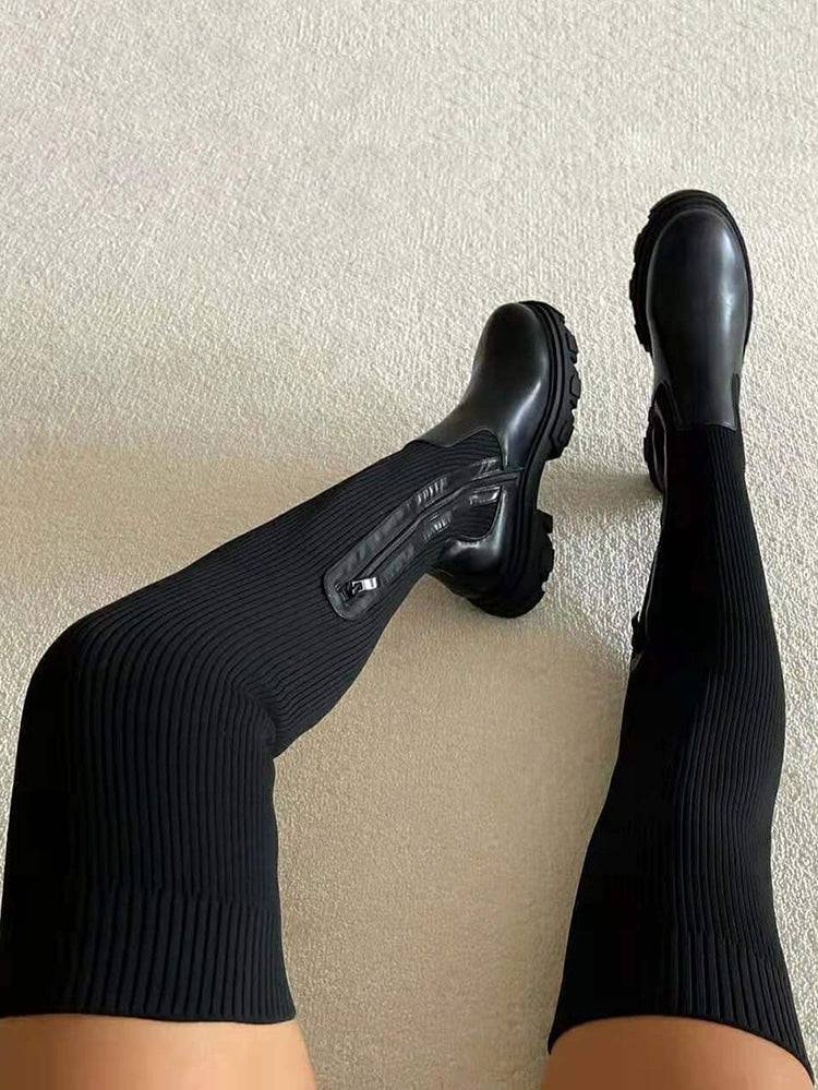Knitted Over The Knee High Boots - Bold Muse Co