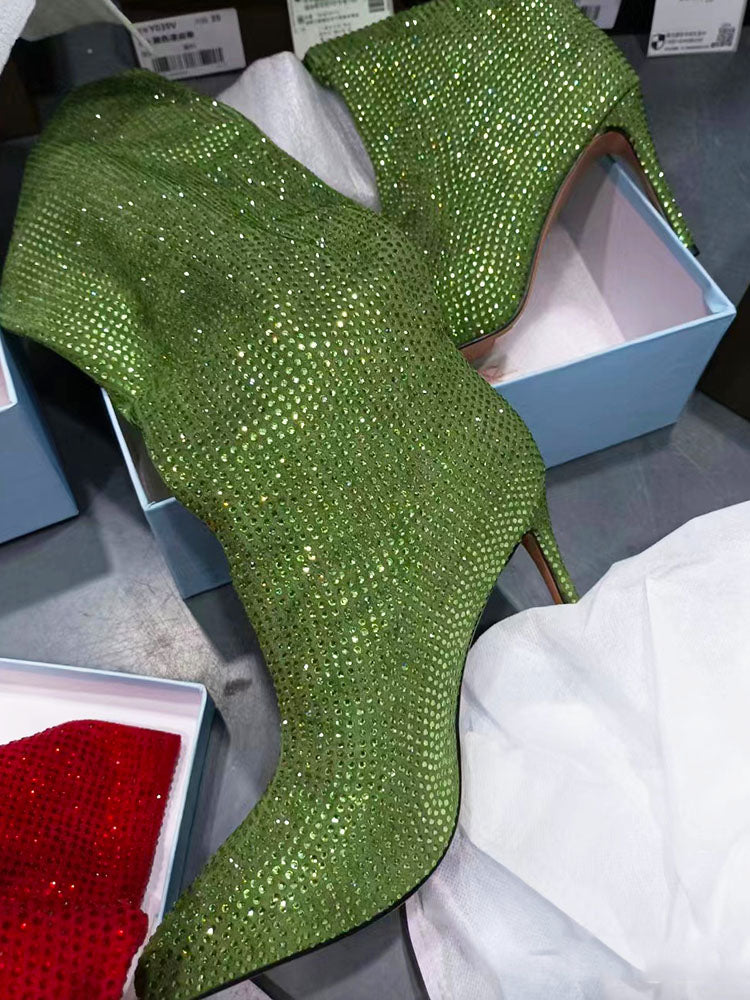 Crystal-Embellished Suede Boots - Bold Muse Co