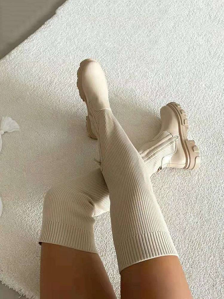 Knitted Over The Knee High Boots - Bold Muse Co