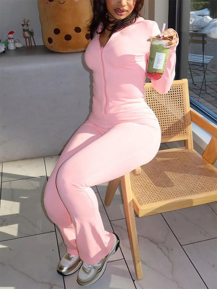 Sculpt Jacket & Flare Pants Set With Headband