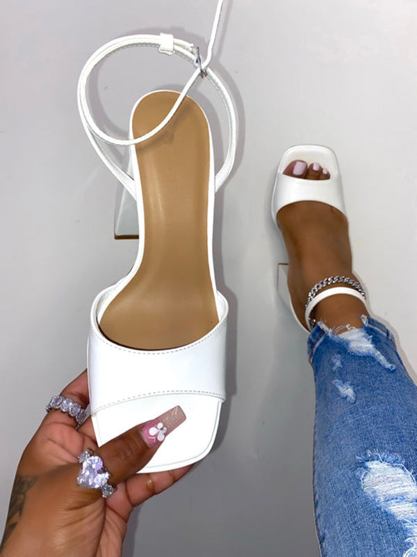 Leather Chunky Heel Sandals - Bold Muse Co
