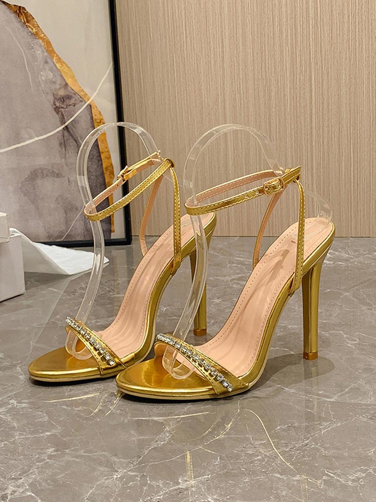 Rhinestone Ankle Strap Heels - Bold Muse Co
