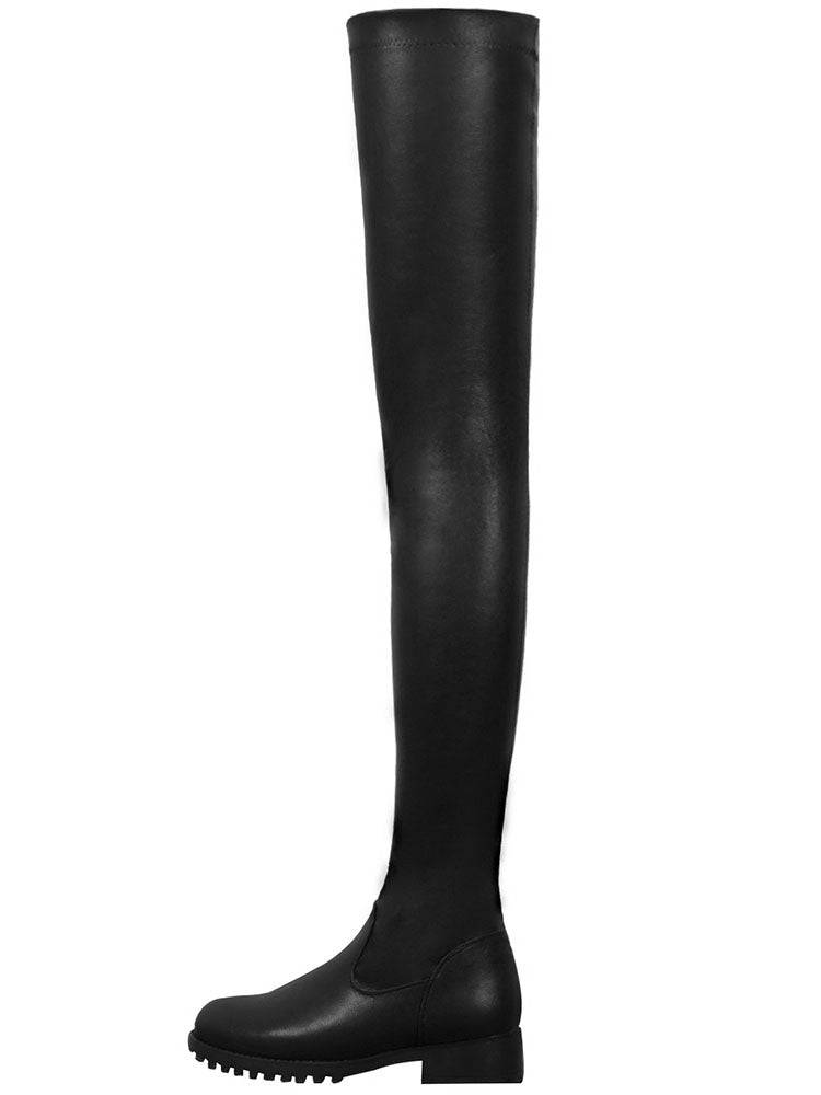 PU Leather Flat Over Knee Boots - Bold Muse Co