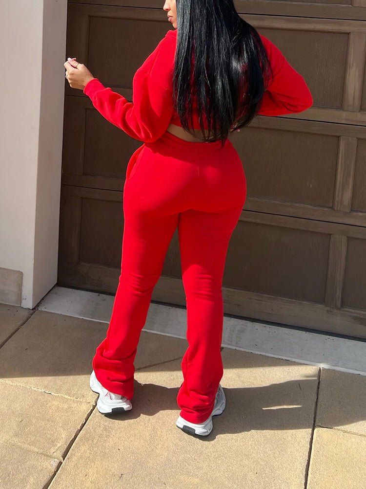 Basic Hoodie Extended Pants Set