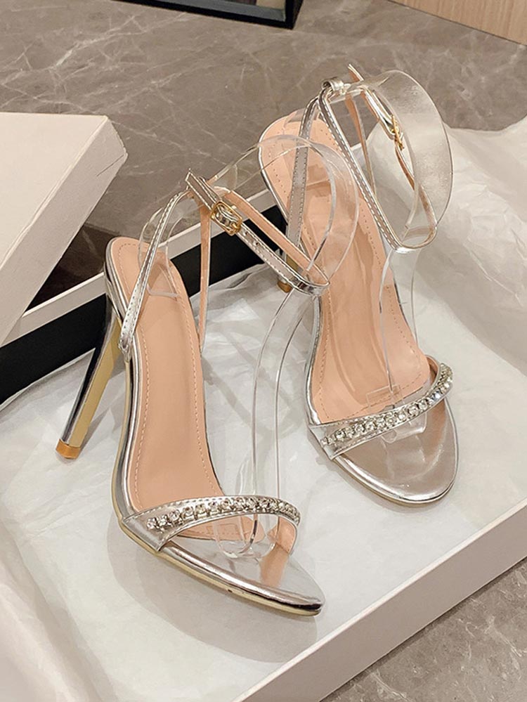 Rhinestone Ankle Strap Heels - Bold Muse Co