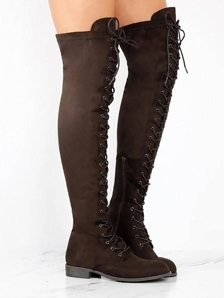 Lace Up Flat Suede Boots - Bold Muse Co