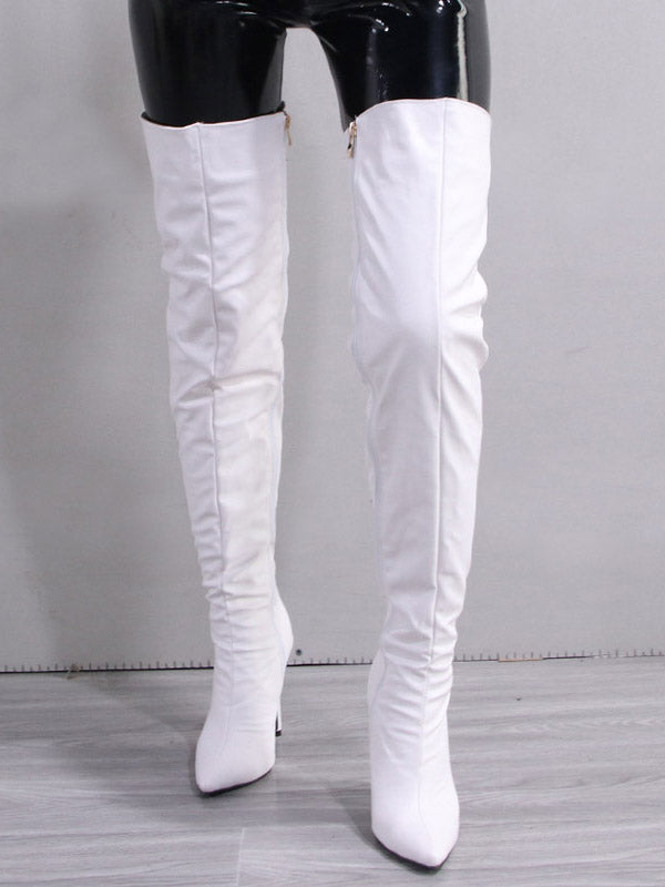 Full Zip Over The Knee Leather Boots - Bold Muse Co