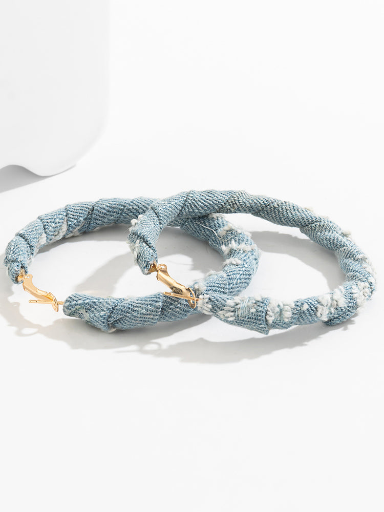 Denim Hoop Earrings - Bold Muse Co