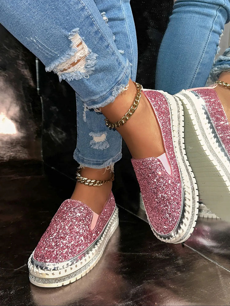 Glitter Slip-On Loafers