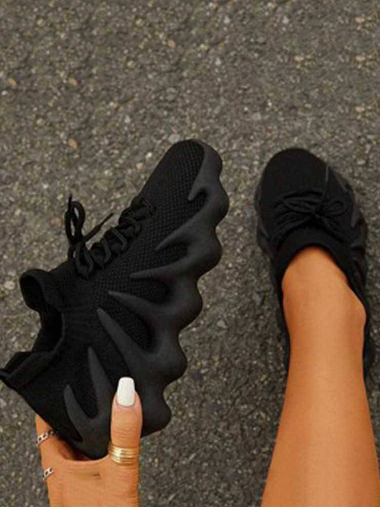 Lace-up Knit Breathable Sneakers - Bold Muse Co