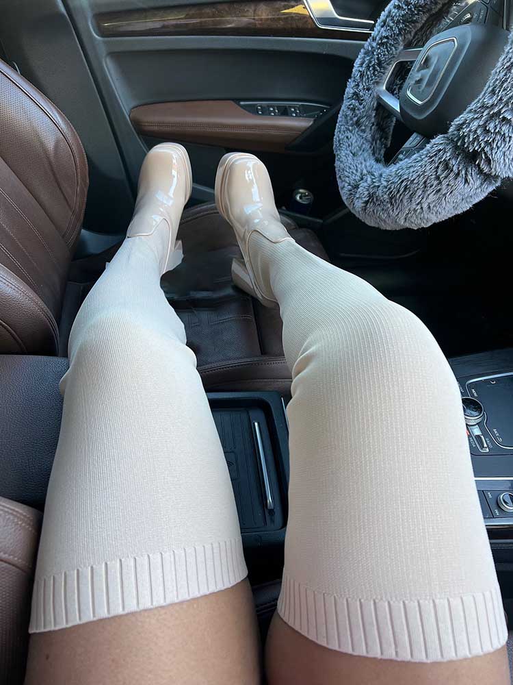 Knit & Leather Platform Boots - Bold Muse Co