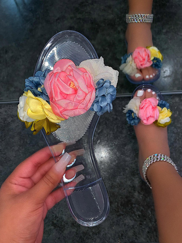 Full Bloom Clear Jelly Sandals - Bold Muse Co