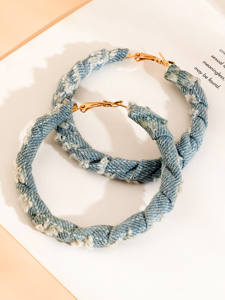 Denim Hoop Earrings - Bold Muse Co