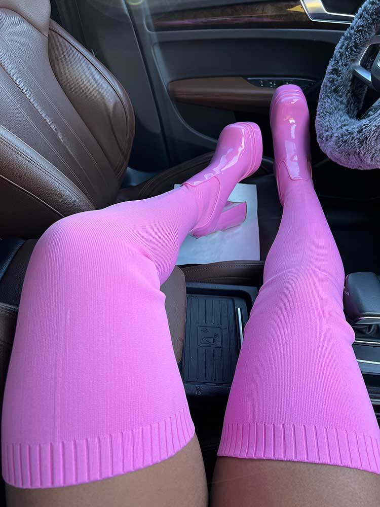 Knit & Leather Platform Boots - Bold Muse Co