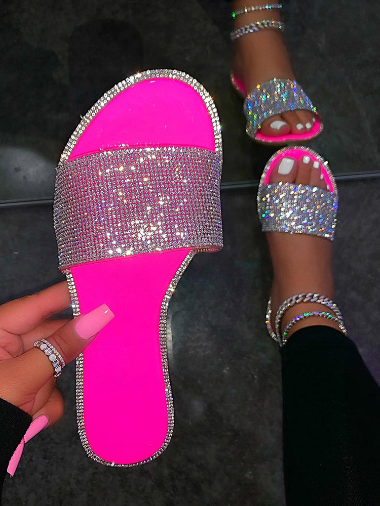 Crystal Glitter Flat Bling Slippers - Bold Muse Co