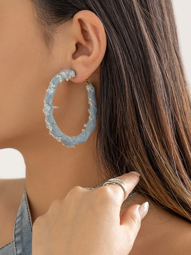 Denim Hoop Earrings - Bold Muse Co