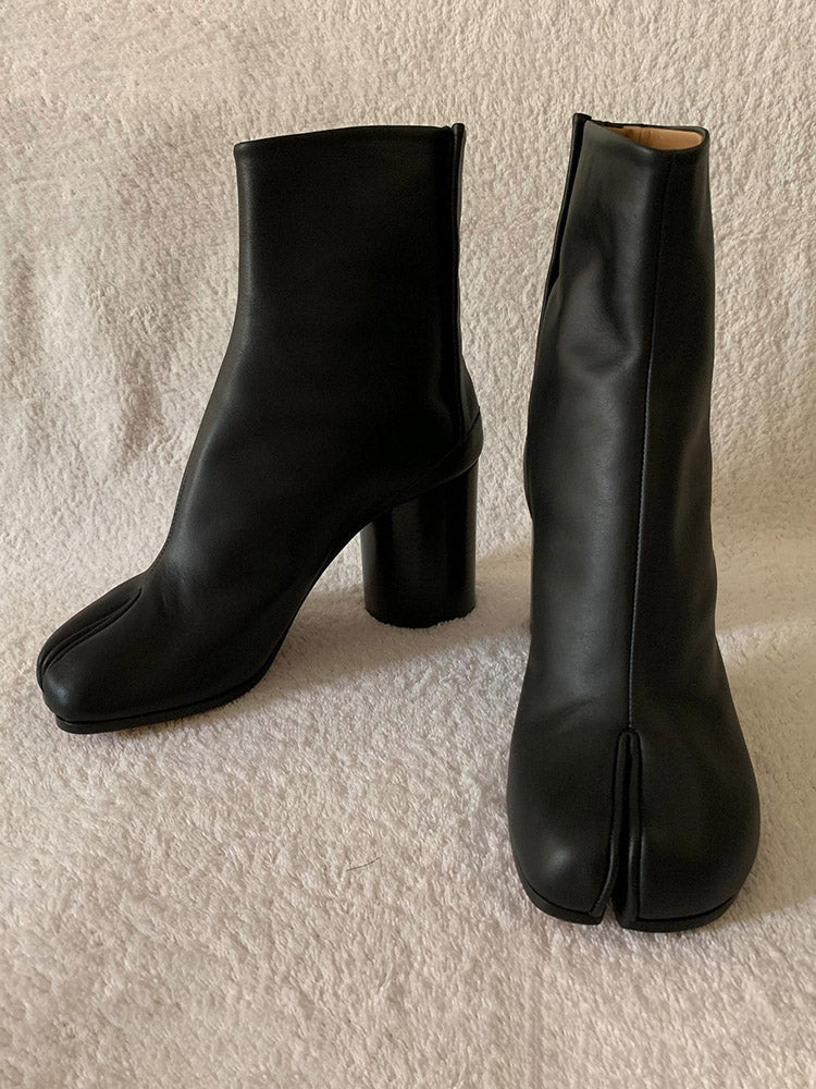 Split Toe Chunky Heel Boots - Bold Muse Co