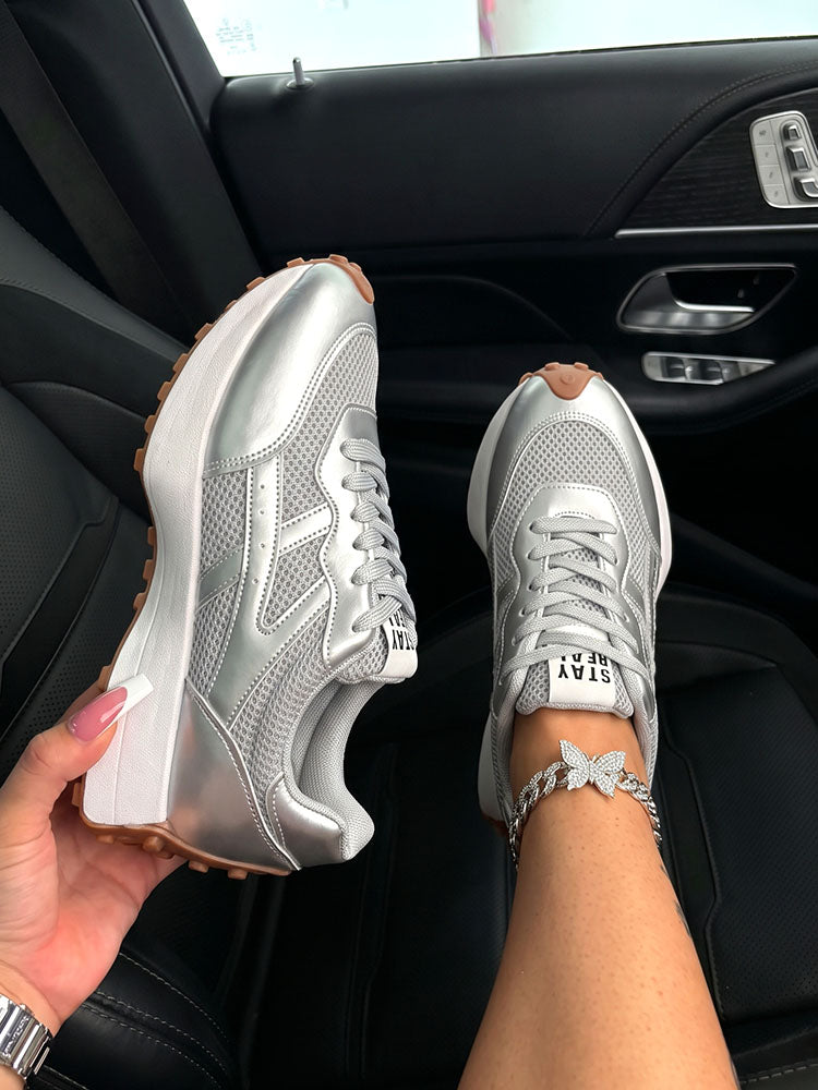 Classic Contrast Platform Sneakers