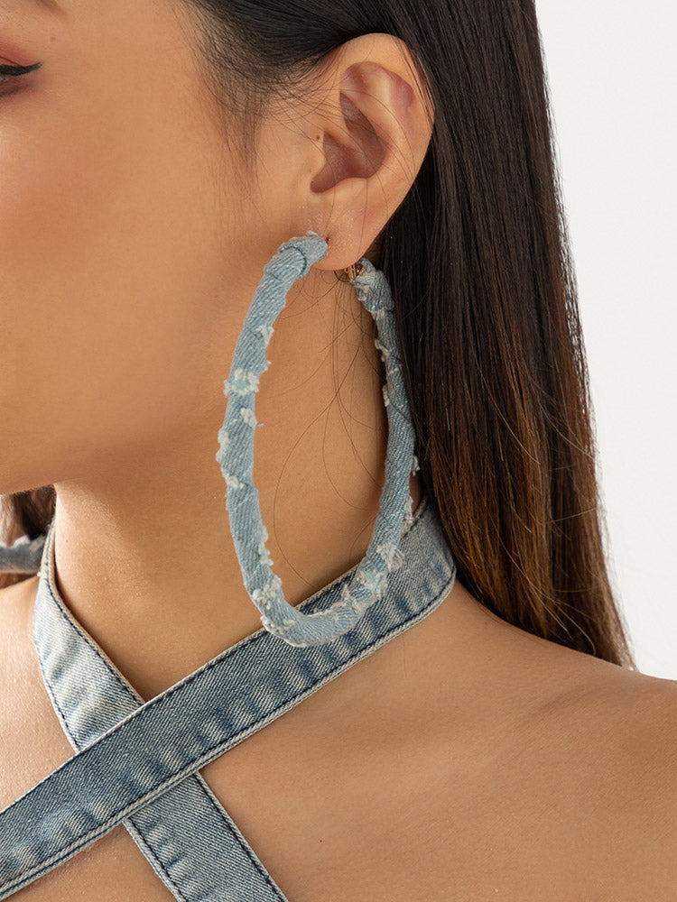 Denim Hoop Earrings - Bold Muse Co