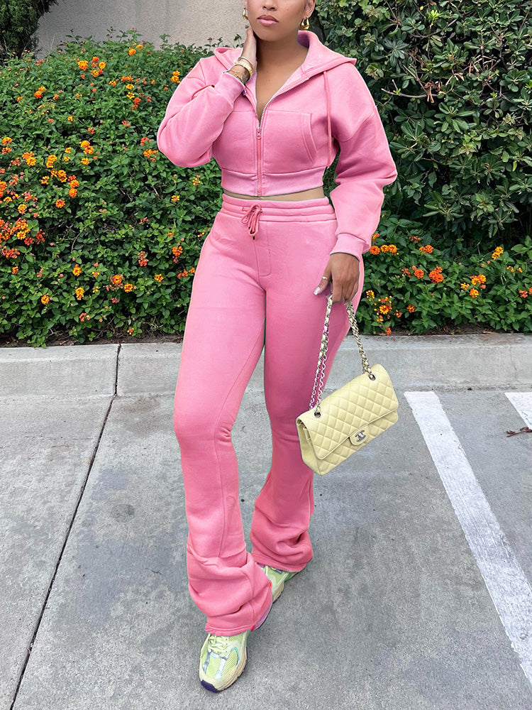 Basic Hoodie Extended Pants Set