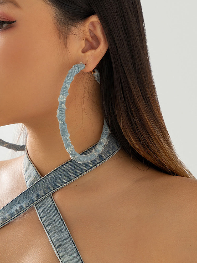 Denim Hoop Earrings - Bold Muse Co