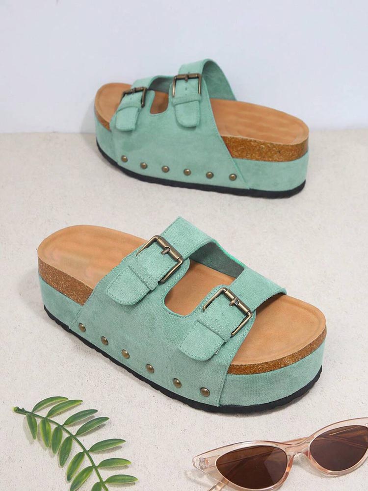 Double Buckle Strap Platform Sandals - Bold Muse Co