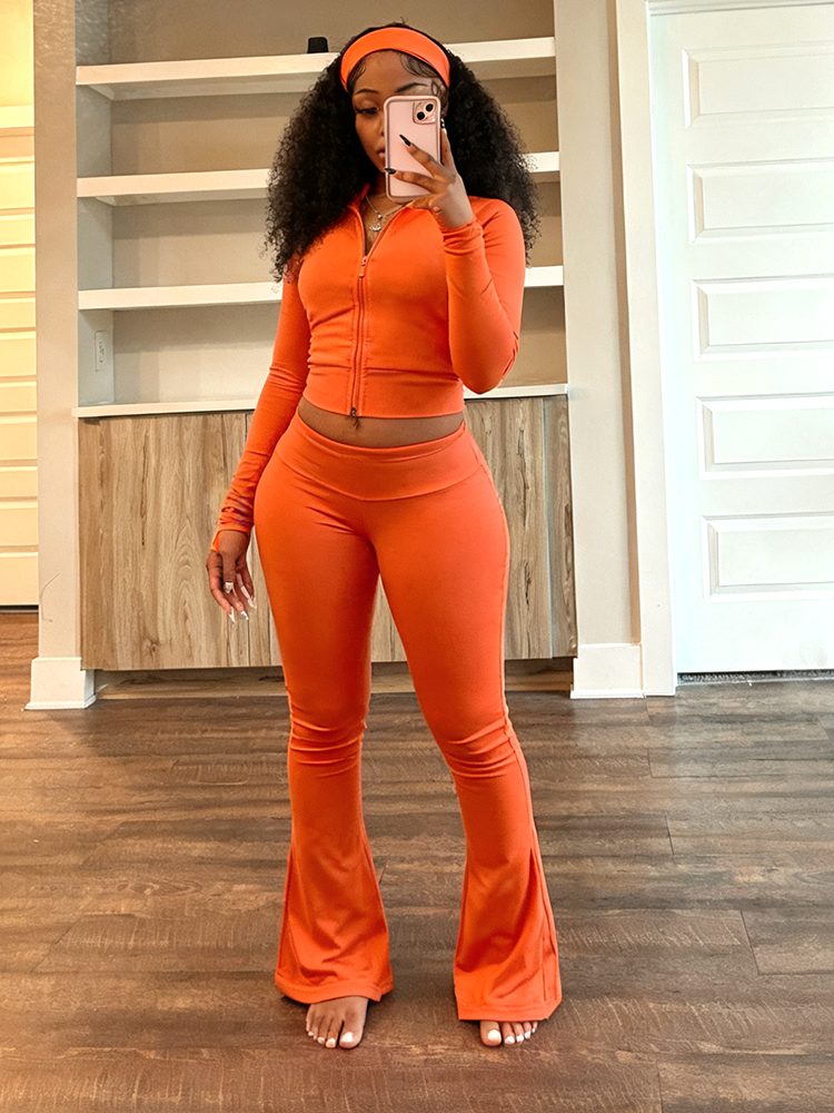 Sculpt Jacket & Flare Pants Set With Headband