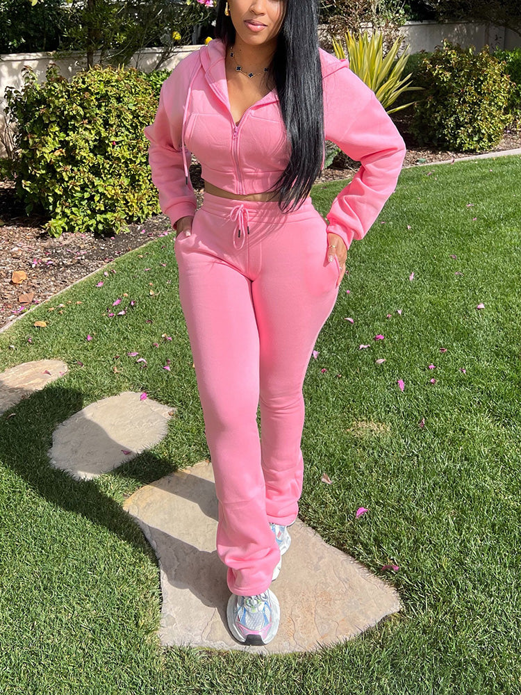 Basic Hoodie Extended Pants Set