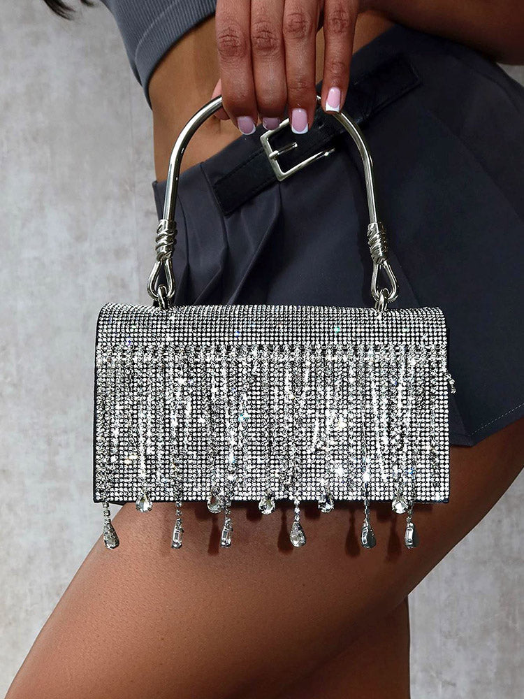 Rhinestone Fringe Clutch - Bold Muse Co