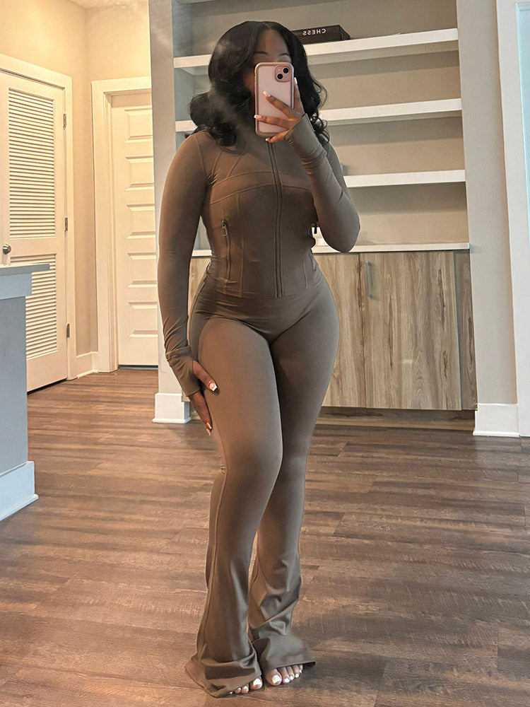 Shape Jacket & Flare Pants Activewear Set - Bold Muse Co