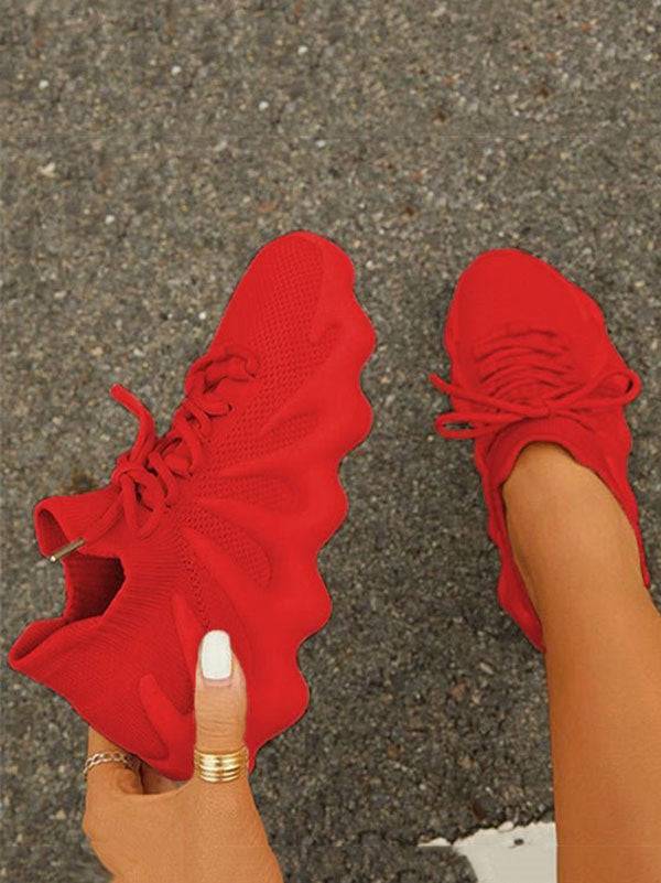 Lace-up Knit Breathable Sneakers - Bold Muse Co