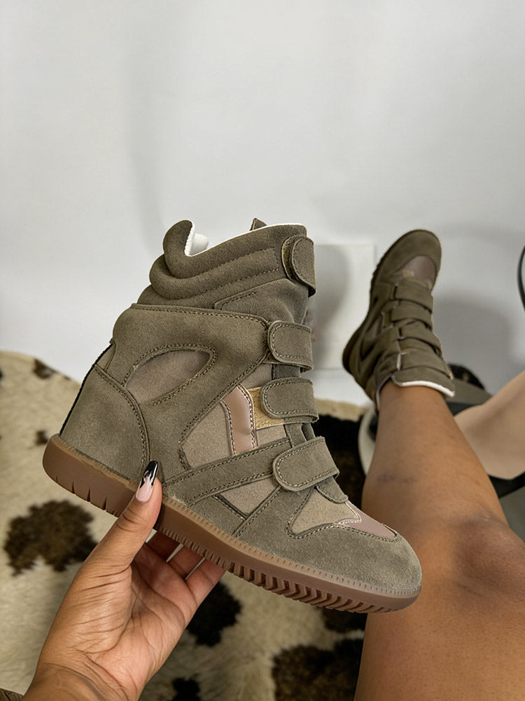 Suede Velcro Wedge Sneakers