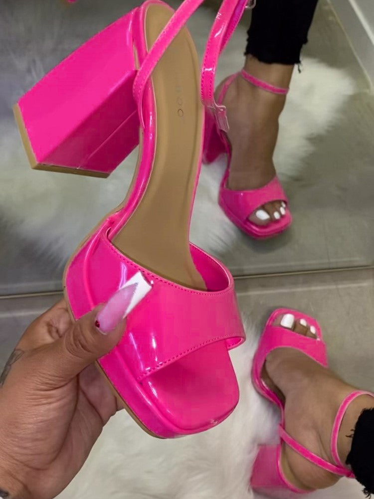 Leather Chunky Heel Sandals - Bold Muse Co