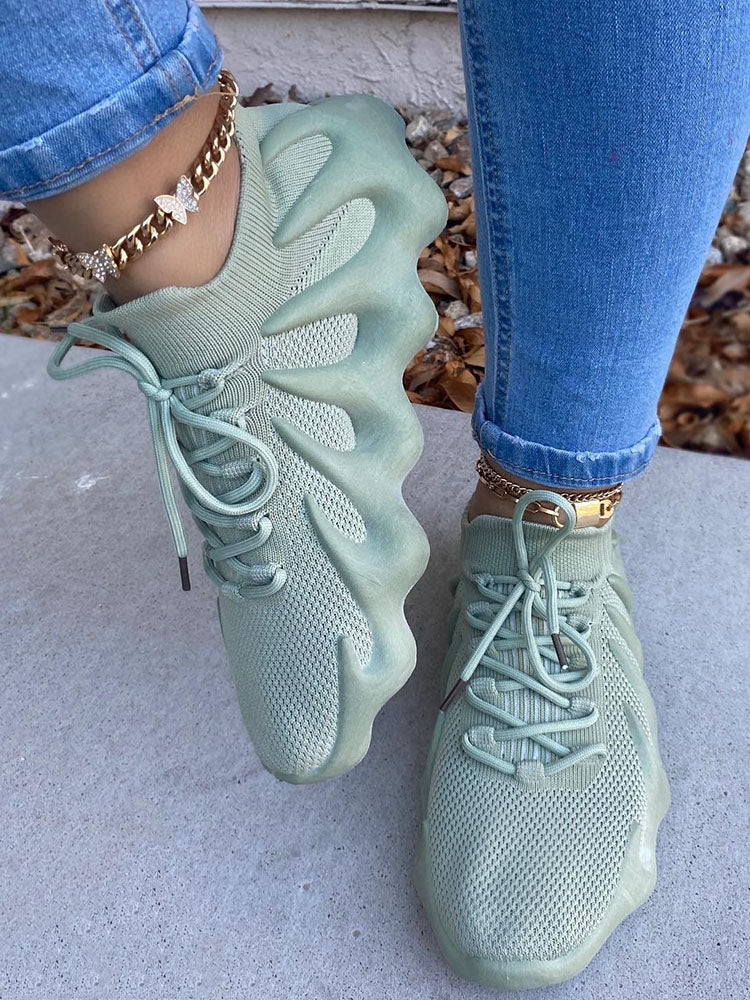 Lace-up Knit Breathable Sneakers - Bold Muse Co