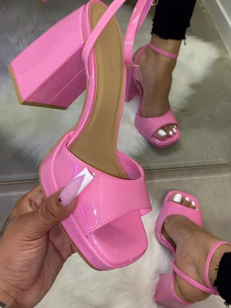 Leather Chunky Heel Sandals - Bold Muse Co