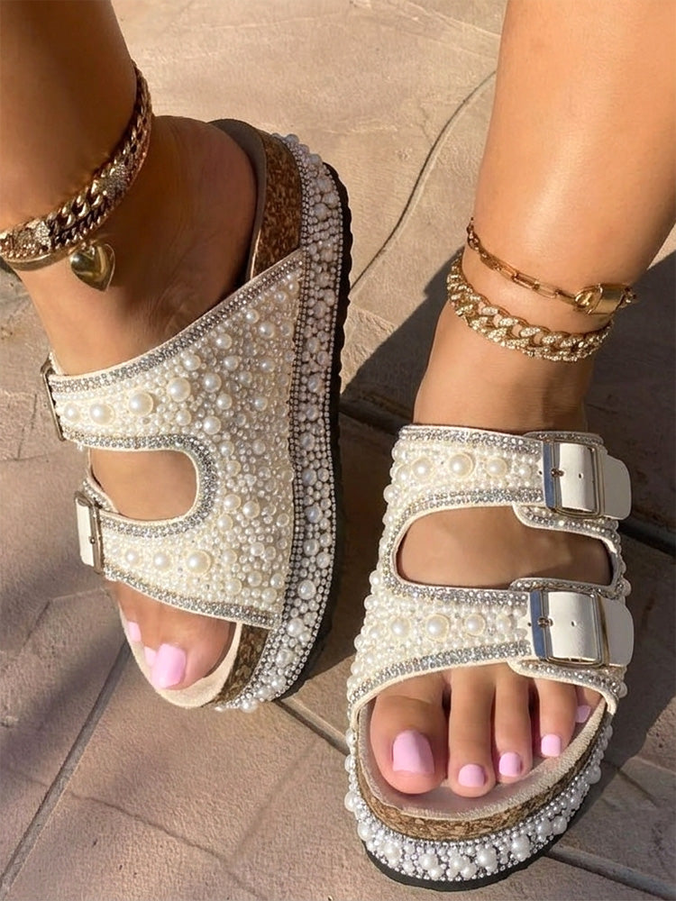 Pearl Double Strap Platform Sandals