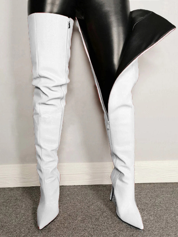 Full Zip Over The Knee Leather Boots - Bold Muse Co