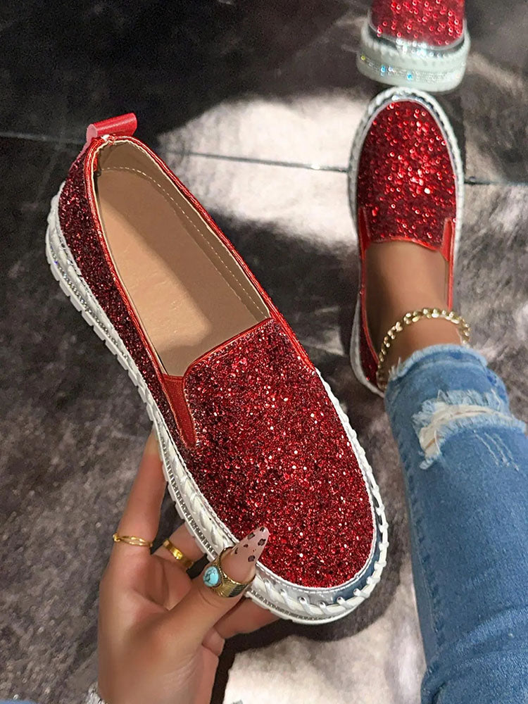 Glitter Slip-On Loafers