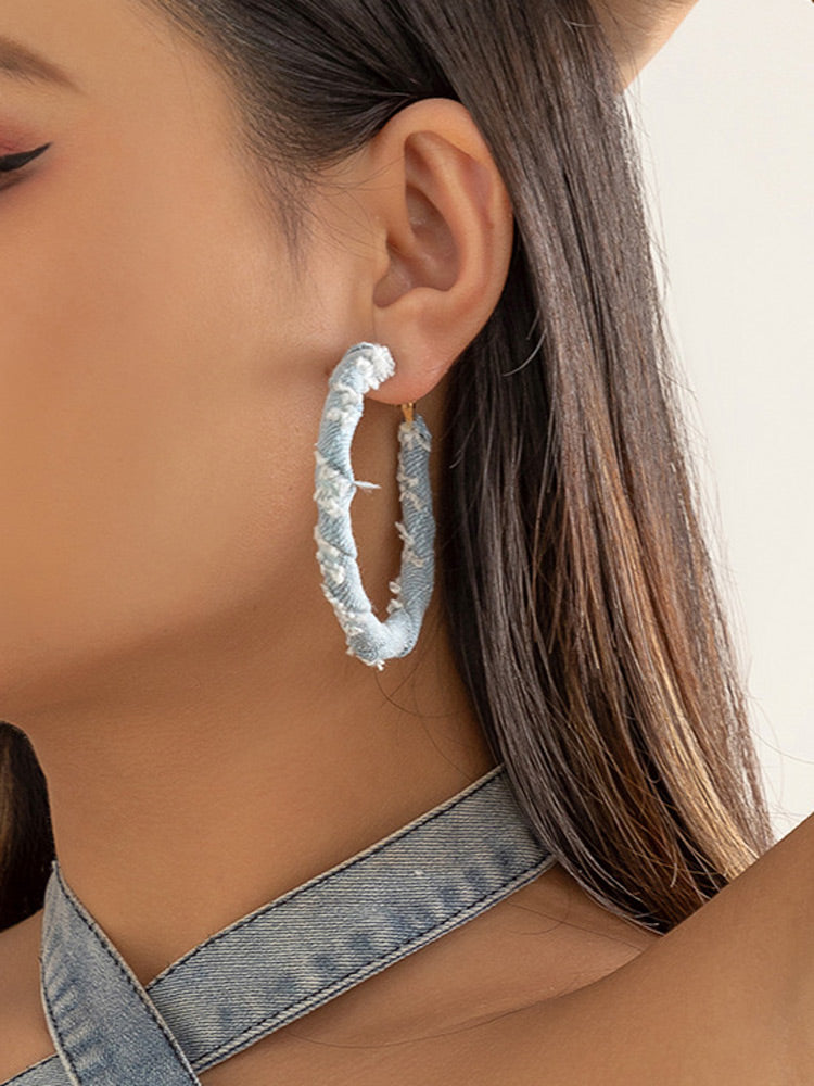 Denim Hoop Earrings - Bold Muse Co