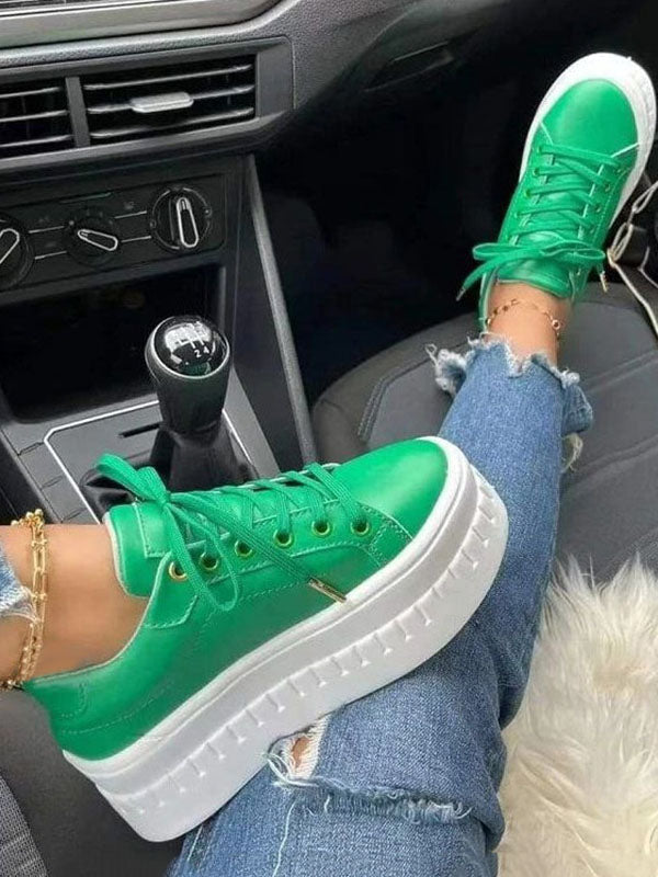 Platform Lace-up Sneakers - Bold Muse Co