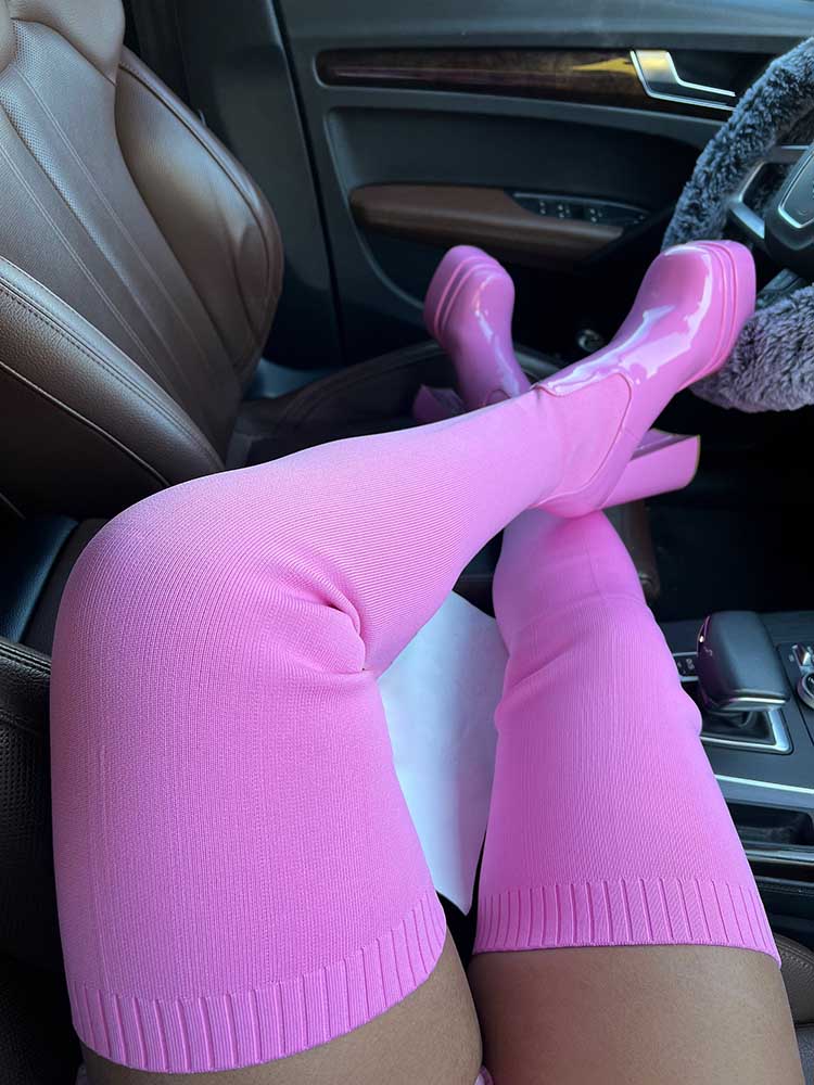 Knit & Leather Platform Boots - Bold Muse Co