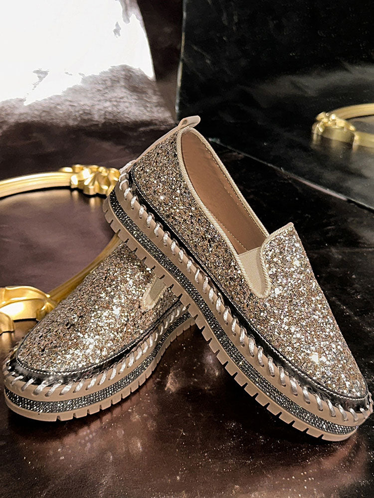 Glitter Slip-On Loafers