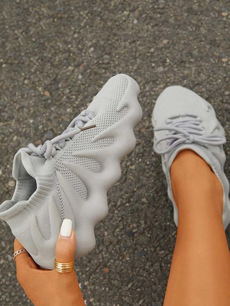 Lace-up Knit Breathable Sneakers - Bold Muse Co