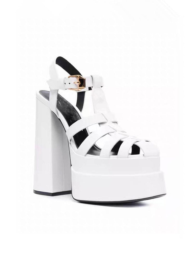 Braid Platform Chunky Heel Sandals - Bold Muse Co