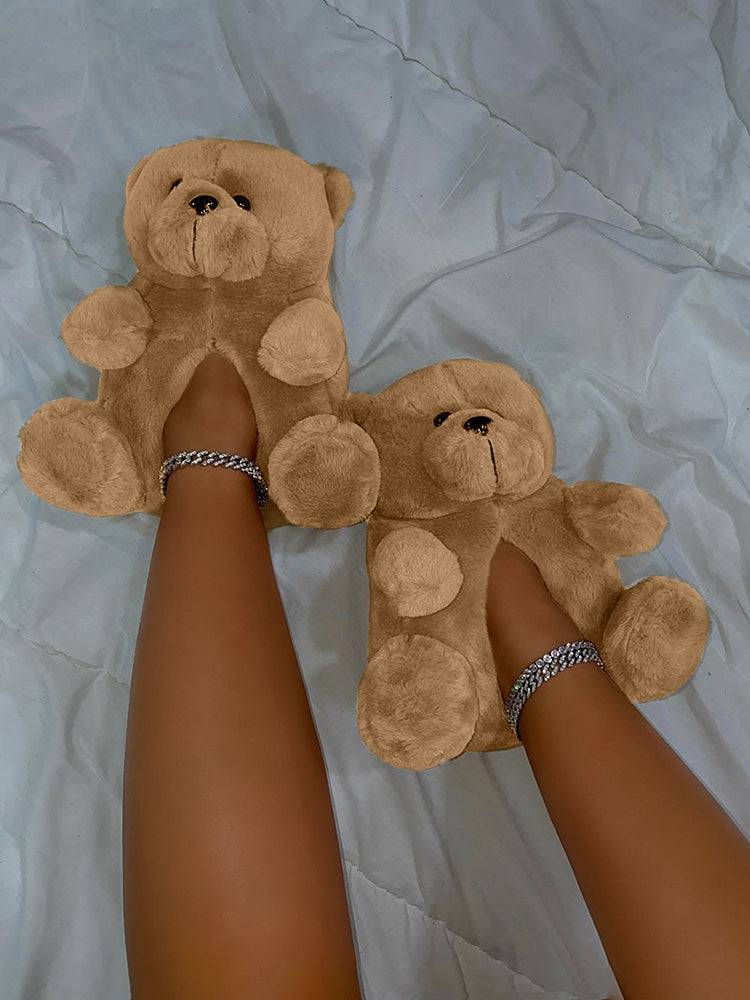 Fluffy Teddy Bear Slippers - Bold Muse Co