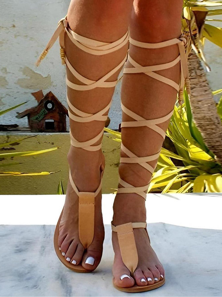 Strap Clip Toe Flat Sandals - Bold Muse Co