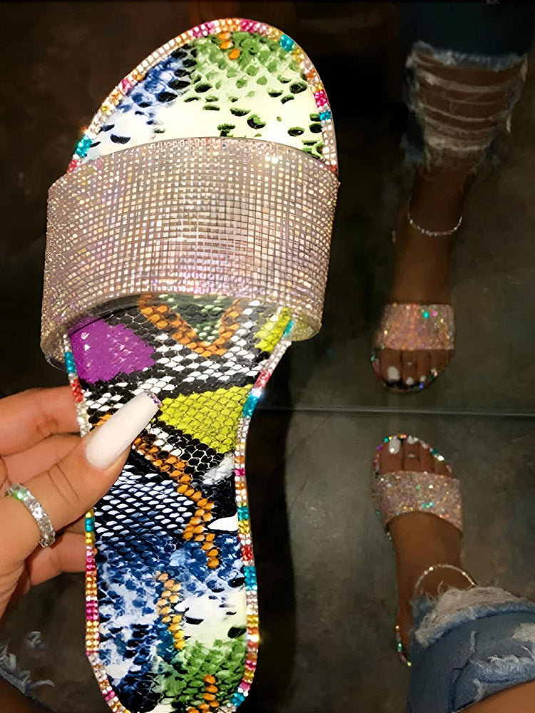Crystal Glitter Flat Bling Slippers - Bold Muse Co