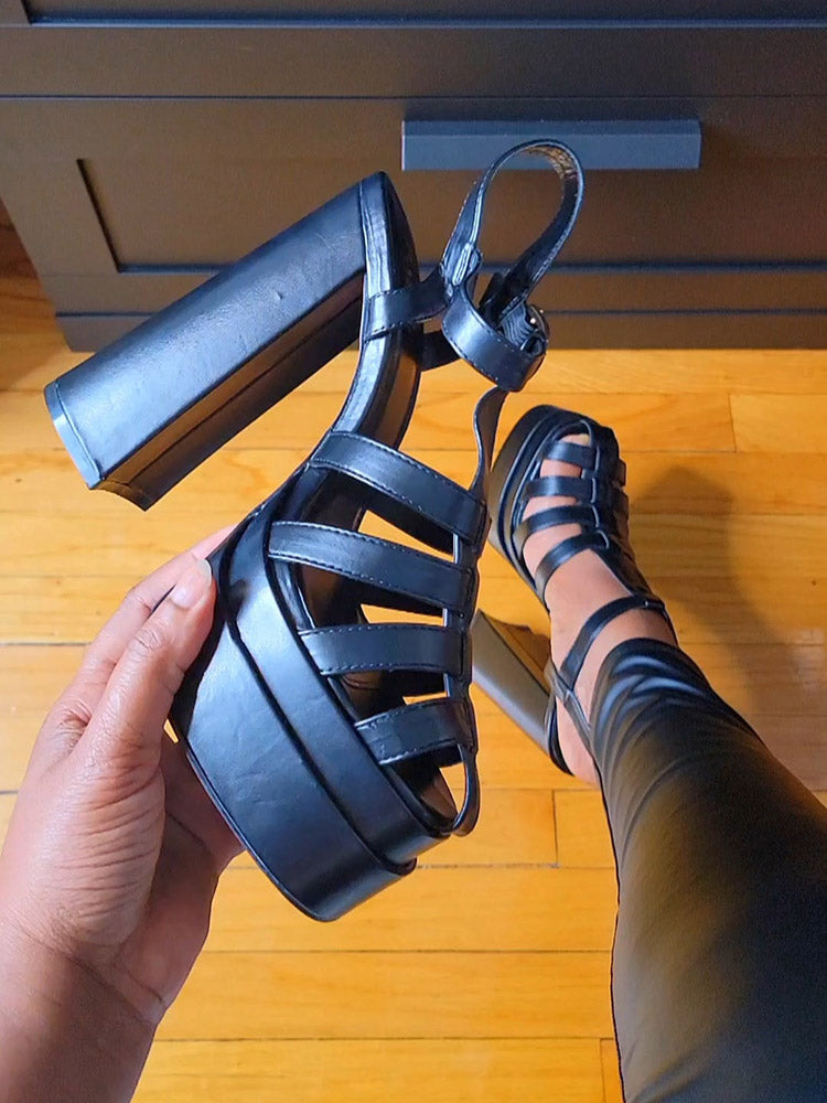 Braid Platform Chunky Heel Sandals - Bold Muse Co