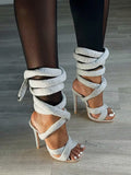 Cross Puffy Strap Heeled Sandals - Bold Muse Co